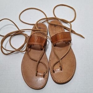 The Poet Melissinos Handmade Authentic Greek Women’s Sandals size 6 Ankle Tie
